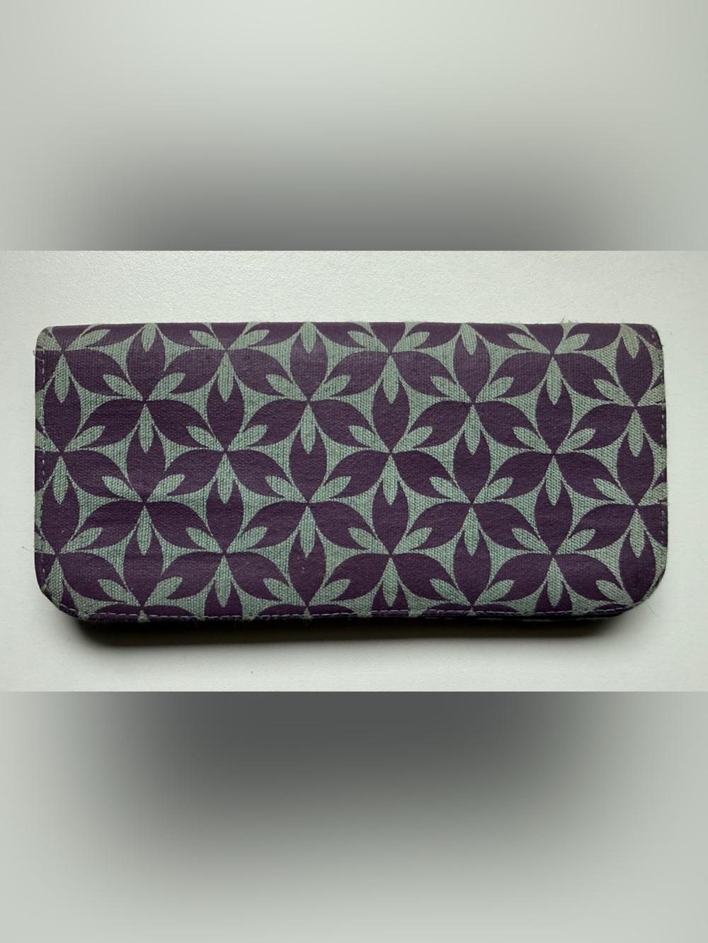 Malia Designs Fair Trade Long Wallet Purple Geometric Floral Canvas Handmade